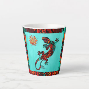 Caneca De Café Latte Gecko Lizard E Sun Latte Mug