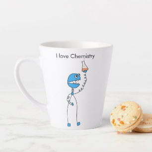 Caneca De Café Latte Geek Engraçado Cartoon Robot Chemist I Adoro Quí