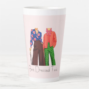 Caneca De Café Latte Gêmea Mais Bem Vestida de Rosa