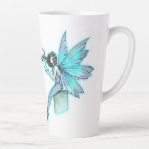Caneca De Café Latte Gêmeas da Lua Sussurrante Fadas Rosa e Turquesa