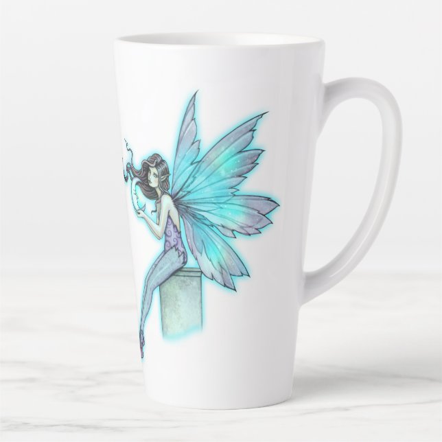 Caneca De Café Latte Gêmeas da Lua Sussurrante Fadas Rosa e Turquesa (Direita)