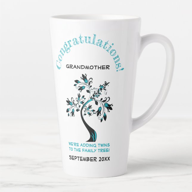 Caneca De Café Latte Gêmeos Avó Para Ser Uma Árvore Da Família Azul Ros (Direita)