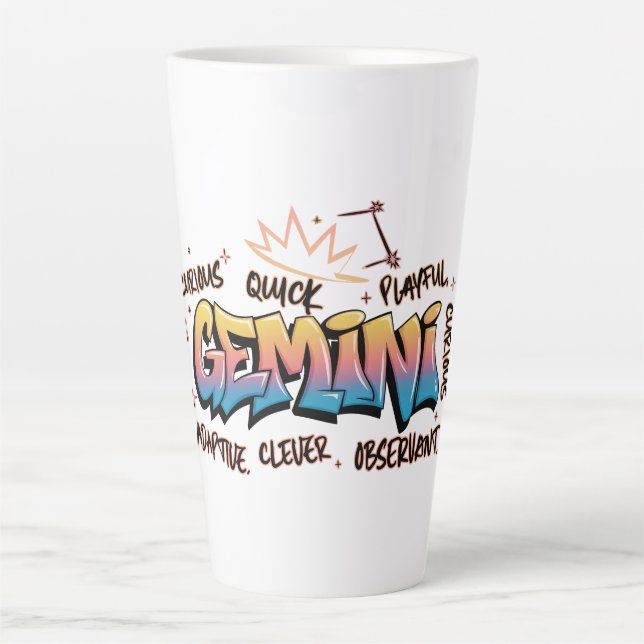 Caneca De Café Latte Gemini Zodiac  Graffiti  (Frente)