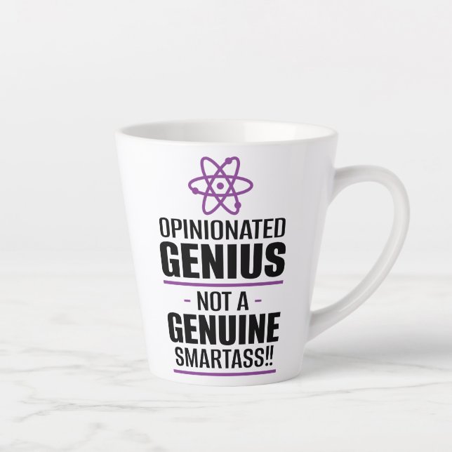 Caneca De Café Latte "Gênio Parecido... Não Um Smartass Genuíno" (Direita)