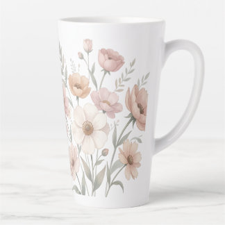 Caneca De Café Latte Gentle Anemone Bouquet Watercolor Softness