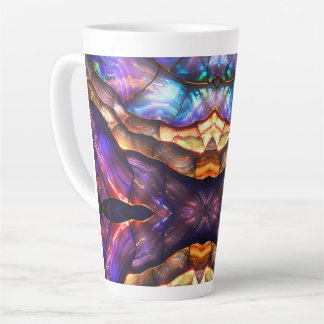 Caneca De Café Latte Geodo de Opala de Fogo Colorido