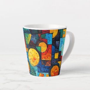 Caneca De Café Latte Geometria de Sonhos Vibrantes – Arte Abstrata Mode