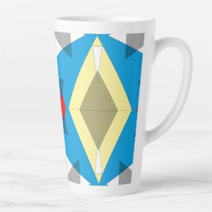 Caneca De Café Latte Geometric Convergence in Blue and Gold