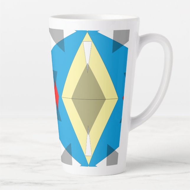 Caneca De Café Latte Geometric Convergence in Blue and Gold (Direita)