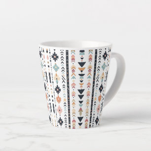 Caneca De Café Latte Geométrico Creme Teal Inspirado no Navajo do Sudoe