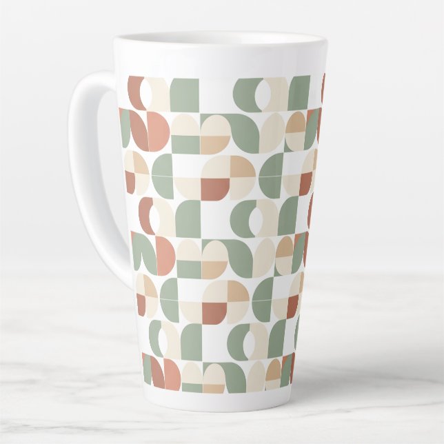 Caneca De Café Latte Geométrico de Meados do Século  (Ângulo esquerdo)