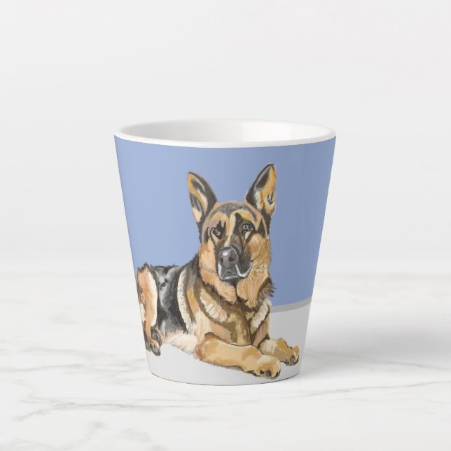Caneca De Café Latte German shepherd, Alsaciano (Frente)