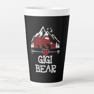 Caneca De Café Latte Gigi Bear Christmas Pajama Red Xadrez Buffalo