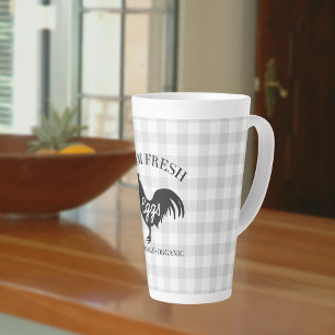 Caneca De Café Latte Gingham, País de Frango Fresco fazenda