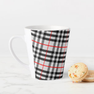Caneca De Café Latte Gingham Vermelho Branco Negro   Tecido verificado 