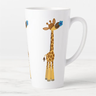 Caneca De Café Latte Girafa e lata de flores