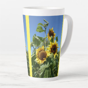 Caneca De Café Latte Girassóis com Céu Azul Lata