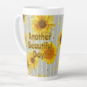 Caneca De Café Latte Girassóis Dizendo Dia Bonito