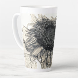 Caneca De Café Latte Girassóis Gigantes Vintage Antiguidade Art