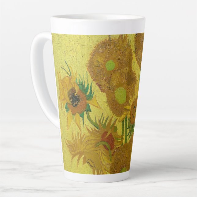Caneca De Café Latte Girassóis-Vincent van Gogh (Ângulo esquerdo)