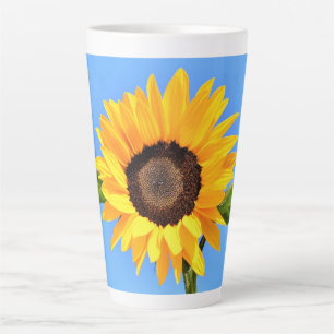 Caneca De Café Latte Girassol Amarelo contra Sol no Céu Azul - Verão