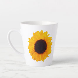Caneca De Café Latte Girassol Laranja Amarelo Negro Floral 4Kate