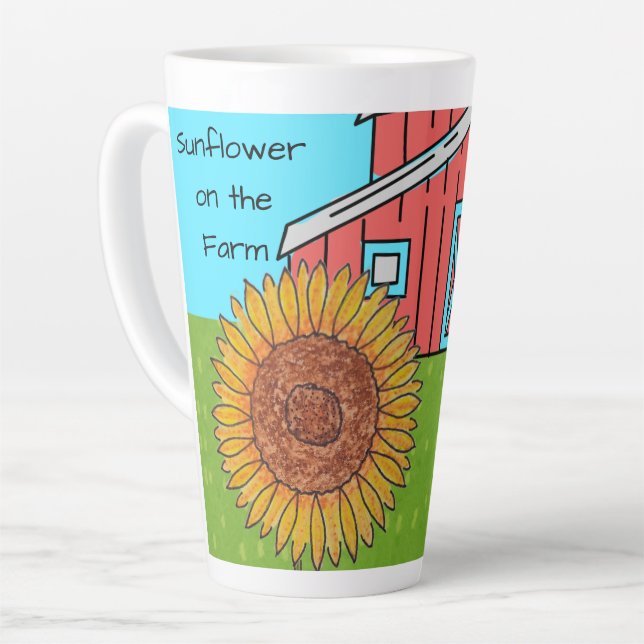 Caneca De Café Latte Girassol na Fazenda (Ângulo esquerdo)