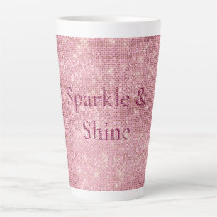Caneca De Café Latte Girly Pink Burgundy Glitzy Sparkle