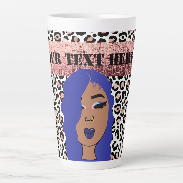 Caneca De Café Latte Glam Girls Sassy Cheetah Impressão Latte (Frente)