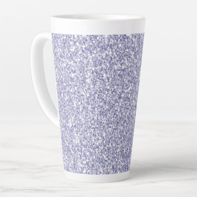 Caneca De Café Latte Glam Lavanda Lilac Purple Glitter    (Ângulo esquerdo)