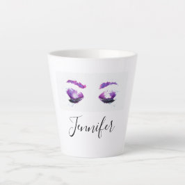 Caneca De Café Latte Glândulas roxas brilhantes e cores da água