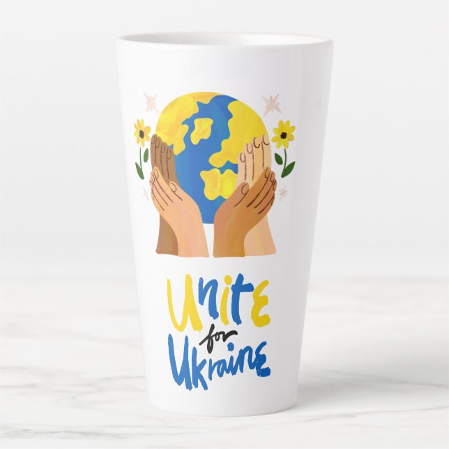 Caneca De Café Latte Global Unite Para A Ucrânia (Frente)