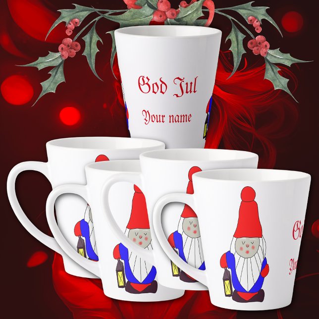 Caneca De Café Latte Gnomo de Natal sueco (Criador carregado)