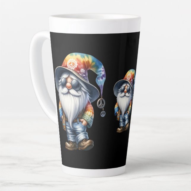 Caneca De Café Latte Gnomo Hippie (Ângulo esquerdo)