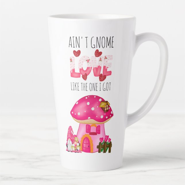 Caneca De Café Latte Gnomo Namorados Cachorro Adorava Aquarela Rosa (Direita)