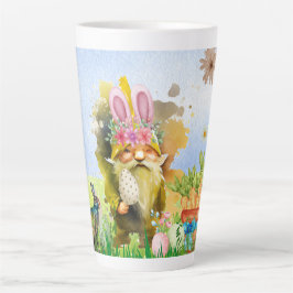 Caneca De Café Latte Gnomo Páscoa Colorido com Orelhas de Mangueira