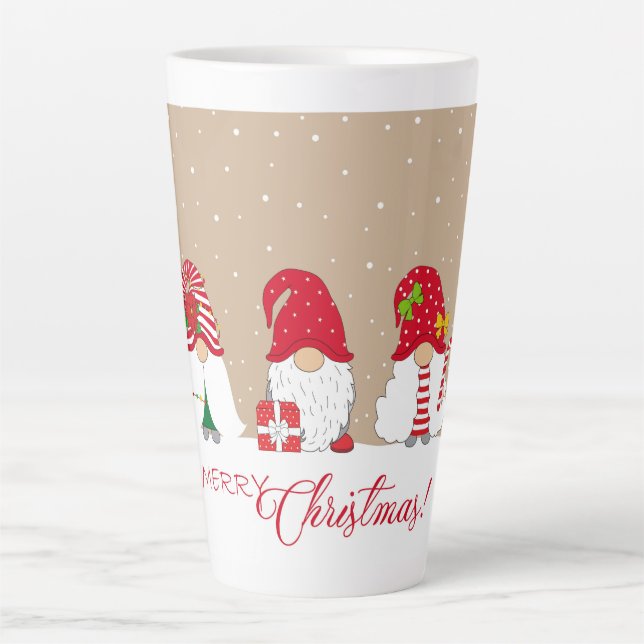 Caneca De Café Latte Gnomos de Natal (Frente)