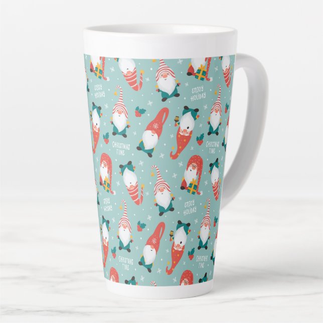 Caneca De Café Latte Gnomos de Natal (Ângulo direito)