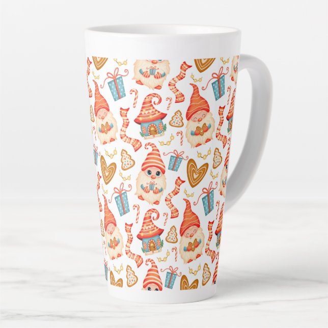 Caneca De Café Latte Gnomos de Natal Bonitos (Ângulo direito)