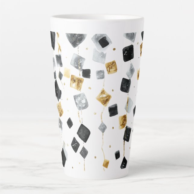 Caneca De Café Latte Gold Black Happy New Year (Frente)