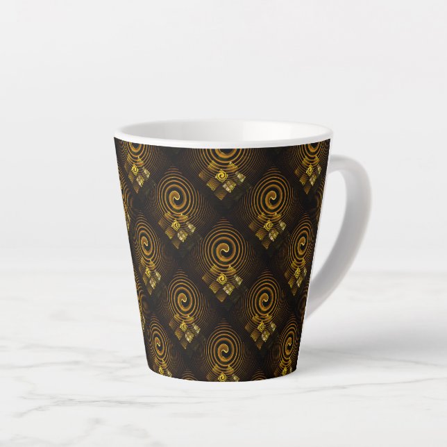 Caneca De Café Latte Gold Modern Boho Elegant Abstract Art Pattern #502 (Ângulo direito)