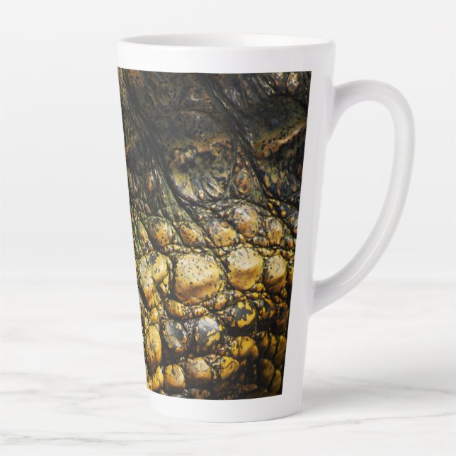 Caneca De Café Latte Golden Crocodile Skin Texture Close Up (Direita)