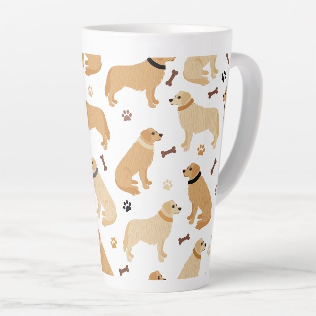 Caneca De Café Latte Golden Retriever Bones and Paws Latte Mug (Ângulo direito)