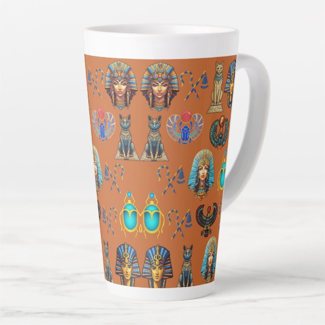 Caneca De Café Latte Golden Sands Revival: Authentic Egyptian Antiquity (Ângulo direito)