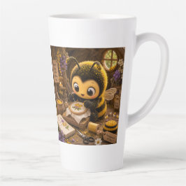 Caneca De Café Latte Goldene Hummel im Blütentanz.11