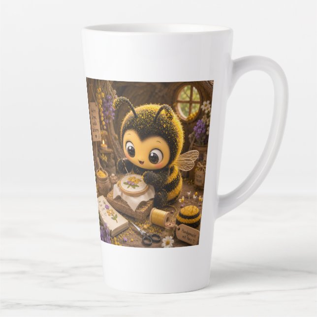 Caneca De Café Latte Goldene Hummel im Blütentanz.11 (Direita)