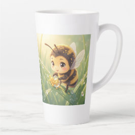 Caneca De Café Latte Goldene Hummel im Blütentanz.8