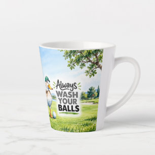 Caneca De Café Latte Goleiro pato Sempre lave seus ovos de golfe