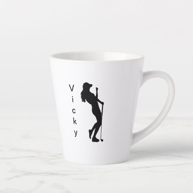 Caneca De Café Latte Golfe Feminino Personalizado (Direita)