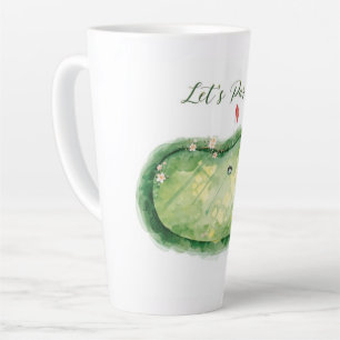 Caneca De Café Latte Golfe Vamos começar com bandeira de golfe no verde